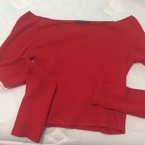 Red Long Sleeve Crop Top